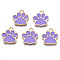 Alloy Enamel Pendants, Cadmium Free & Lead Free, Dog Paw Prints, Dark Violet, 17.5x16x1.5mm, Hole: 2mm