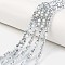 Electroplate Opaque Glass Beads Strands, Half Silver Plated, Faceted, Rondelle, White, 3.5x3mm, Hole: 0.4mm, about 118~123pcs/strand, 32~33cm