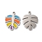 316L Surgical Stainless Steel Charms, with Enamel, Monstera Leaf Charm, Stainless Steel Color, 14.6x11.5x1.4mm, Hole: 1.2mm