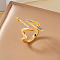 Brass Micro Pave Cubic Zirconia Cuff Rings for Women, Golden & Silver, Arrow, 28mm, Inner Diameter: 17mm