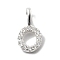 925 Sterling Silver with Cubic Zirconia Charms, Letter, Letter O, 10x5.5x1.5mm, Hole: 2.5x1.5mm