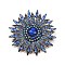 Sunflower Alloy Rhinestone Brooches for Backpack Clothes, Capri Blue, 56.5mm