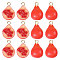 12Pcs 2 Styles Opaque Resin Pendants, Imitation Fruit, Pomegranate Charm, Red, 17x12x9~10.5mm, Hole: 2mm, 6pcs/style