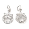 Rack Plating Brass Pave Clear Cubic Zirconia Ring Charms with Flower, Long-Lasting Plated, Lead Free & Cadmium Free, with Jump Ring, Platinum, 15x11x3mm, Hole: 4mm