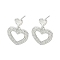 Heart Rack Plating Brass Micro Pave Cubic Zirconia Dangle Stud Earrings, Long-Lasting Plated, Lead Free & Cadmium Free, Platinum, 26x18mm
