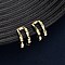 Brass Micro Pave Clear Cubic Zirconia Two-layer C-Shaped Cuff Earrings, Real 18K Gold Plated, 12x12x7mm