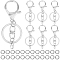 Iron Keychain Clasps, with Zinc Alloy Lobster Claw Clasps and Open Jump Rings, Platinum, 7~73.5x1mm