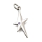 Brass Micro Pave Cubic Zirconia Pendants, Star Charms, Long-Lasting Plated, Lead Free & Cadmium Free, Rack Plating, with Jump Ring, Platinum, 23x11x2mm, Hole: 3.6mm