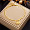 304 Stainless Steel Charm Double Layer Anklets for Women, Golden
, Heart, 8-1/4 inch(210mm)