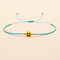Bohemian Glass Seed Beads Braided Bead Bracelets, Resin Flat Round with Smiling Face Jewelry for Women, Deep Sky Blue