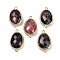 Natural Rhodonite Faceted Connector Charms, Rack Plating Brass Oval Links, Golden, 22.5~23x13.5~14x6mm, Hole: 1.4mm