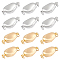 12Pcs 2 Colors Oval Brass Box Clasps, for Jewelry Making, Platinum & Golden, 8x16x5mm, Hole: 0.5mm, 6pcs/color