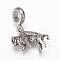 304 Stainless Steel European Dangle Charms, Large Hole Pendants, Leopard, Antique Silver, 22mm, Hole: 5mm, Pendant: 12x19x3mm