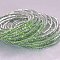 Brass Rhinestone Tennis Bracelets, Stretch Bracelets for Women, Square, Peridot, Inner Diameter: 2-1/8 inch(5.25cm)