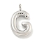 Non-Tarnish 304 Stainless Steel Pendants, Letter Charm, Stainless Steel Color, Letter G, 17x10.5x3mm, Hole: 2mm