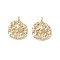 Brass Micro Pave Cubic Zirconia Pendants, with Jump Rings, Flat Round, Constellation, Colorful, Golden, Aquarius, 14~15x2mm, Hole: 3mm