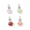 4Pcs 4 Colors Baking Painted Imitation Jade Glass Pendants, Round, with Brass Findings, Mixed Color, 15.5x9mm, Hole: 1.8mm, 1pc/color