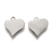 Tarnish Resistant 304 Stainless Steel Charms, Laser Cut, Heart, Stainless Steel Color, 10x10x1mm, Hole: 1.2mm