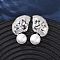Brass Micro Pave Clear Cubic Zirconia Leaf Stud Earrings, with ABS Plastic Imitation Pearl, Long-Lasting Plated, Rack Plating, Lead Free & Cadmium Free, Platinum, 35x20mm