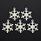 Spray Painted Alloy Enamel Pendants, with Glitter Powder, Cadmium Free & Nickel Free & Lead Free, Snowflake, Light Goldenrod Yellow, 27x21x2.5mm, Hole: 2mm