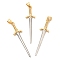Rack Plating Brass Pendants, Long-Lasting Plated, Lead Free & Cadmium Free, Sword Charm, Mixed Color, 42x10.5x2.5mm, Hole: 4x3.5mm