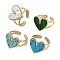 Ion Plating(IP) 304 Stainless Steel Ring, Adjustable Synthesize Gemstone Rings, Heart, 18x17.5mm, Inner Diameter: Adjustable