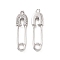 Brass Micro Pave Clear Cubic Zirconia Pendants, Cadmium Free & Nickel Free & Lead Free, Paper Clip Charms, Platinum, 31.5x8.5x3mm, Hole: 1.6mm and 3.5mm