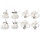 Glass Pearl & Shell Pendant, with Iron Findings, White, 28.5~43.5x25.5~33x9.5~14mm, Hole: 2.2~4.2mm, 40pcs/set