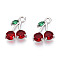 Brass Micro Pave Cubic Zirconia Pendants, Cadmium Free & Nickel Free & Lead Free, Cherry Charms, Platinum, 13.5~14x10.6x3~3.5mm, Hole: 1.6~1.8mm