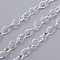 Iron Cable Chains, Textured, Unwelded, with Spool, Flat Oval, Silver Color Plated, 8x6x1mm, about 164.04 Feet(50m)/roll