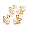 Brass Micro Pave Cubic Zirconia Stud Earrings, with Natural Pearl, Swan, Real 18K Gold Plated, 12x13mm, Pin: 0.8mm