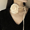 Polka Dot Pattern Fabric Rose Tie Choker Necklaces for Women, Adjustable Jewelry for Birthday Wedding Party, Old Lace, 56.69~56.89inch(144~144.5cm), 6mm
