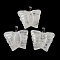 Natural Quartz Crystal Carved Pendants, Butterfly Charms with Platinum Plated Brass Snap on Bails, 30x35.5x7mm, Hole: 7x4.5mm