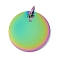 Ion Plating(IP) 304 Stainless Steel Pendants, with Jump Ring, Manual Polishing, Flat Round Charm, Stamping Blank Tag, Rainbow Color, 16x1mm, Hole: 3.5mm