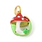 Alloy Enamel Pendants, Mushroom, with Jump Ring, Golden, 18x15.5x10mm, Hole: 5mm