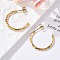 304 Stainless Steel C-Shaped Stud Earrings, Ion Plating(IP), Real 18K Gold Plated, 25x2mm