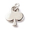 Brass Pendants, with Jump Ring, Cadmium Free & Lead Free, Clubs Card, Leaf, Platinum, 14.5x12x2mm, Hole: 4.4mm