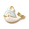 304 Stainless Steel Micro Pave Cubic Zirconia Charms, with Enamel, Dolphin Charms, Real 18K Gold Plated, Light Sky Blue, 17.5x22x3.5mm, Hole: 1.5mm