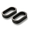 Ion Plating(IP) 201 Stainless Steel Slide Charms/Slider Beads, For Leather Cord Bracelets Making, Oval, Black, 2.9x14.7x8.5mm, Hole: 12.3x6.2mm