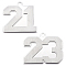 2Pcs 2 Style Carbon Teel Number Pendants, Platinum, Num.21 & Num.23, Platinum, 28~28.5x29.5~35x2.5mm, Hole: 2.5mm, 1pc/style 