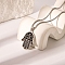 Stainless Steel Enamel Hamsa Hand Pendant Necklaces, Fun and Non-fading Jewelry, Stainless Steel Color, Black, 21.85 inch(55.5cm)