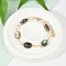 Oval Brass Abalone Shell Link Bracelets, with Pearls, Real 14K Gold Plated, 6-3/4 inch(17cm)