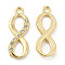 Alloy Pendants, with Crystal Rhinestone, Infinity Charm, Lead Free & Cadmium Free, Light Gold, 27x10.5x3mm, Hole: 2.5mm