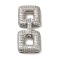 Brass Micro Pave Clear Cubic Zirconia Fold Over Clasps, Cadmium Free & Nickel Free & Lead Free, Square, Real Platinum Plated, 38x17mm, Hole: 6x6.5mm