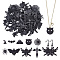 54Pcs 9 Styles Halloween Alloy Pendants, Mixed Shapes, Electrophoresis Black, 8.5~44x19.5~42.5x1~5mm, Hole: 1~4mm, 6pcs/style