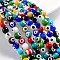 Handmade Lampwork Beads, Evil Eye, Round, Mixed Color, 10mm, Hole: 1.5mm, about 38pcs/strand