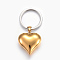 304 Stainless Steel Keychain, Heart, Golden & Stainless Steel Color, 75mm, Pendant: 36.5x35x10mm