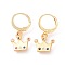 Brass Micro Pave Cubic Zirconia Dangle Hoop Earrings, Crown, Colorful, Golden, 26mm, Pin: 0.9mm