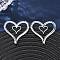 Brass Heart Stud Earrings, Cadmium Free & Lead Free, Rack Plating, Long-Lasting Plated, Platinum, 31.5x33.5mm