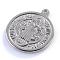 Non-Tarnish 304 Stainless Steel Pendants, Two-Sided Flat Round with San Benito, Stainless Steel Color, 29x25.5x2mm, Hole: 2mm